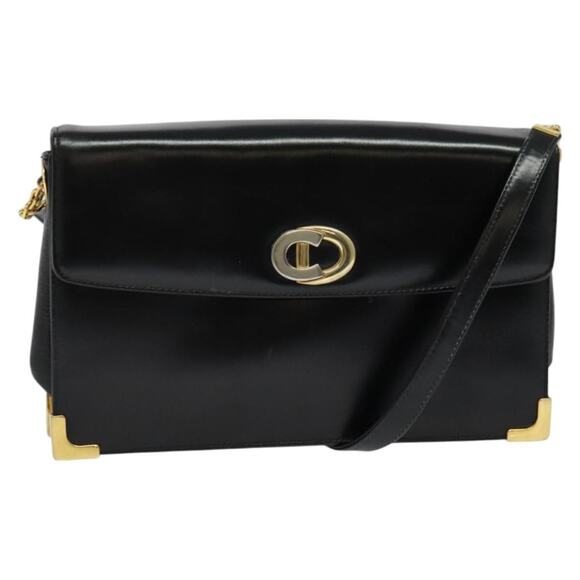 DIOR Shoulder Bag Leather Black Gold - Picture 1 of 13